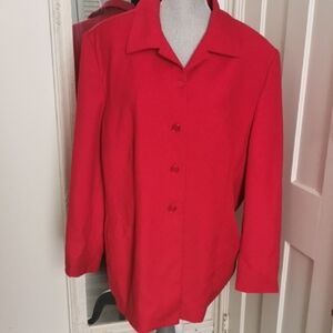 Vintage ladies Jones New York red button up coat with pockets. Size 20W
